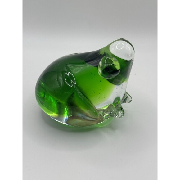 Murano Style Frog And Turtle Paperweight Set Green Hand Blown Art Glass - Picture 10 of 14